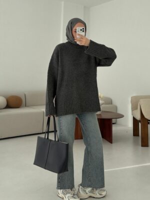 oversize knit sweater anthracite