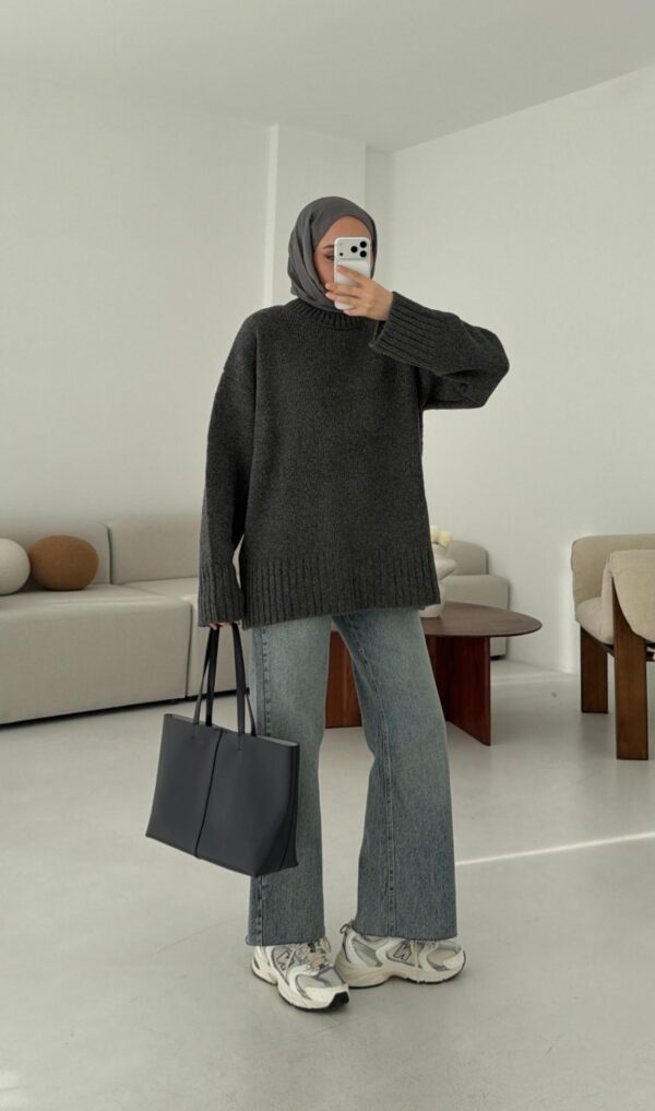 oversize knit sweater anthracite