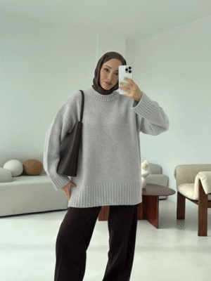 oversize knit sweater light gray