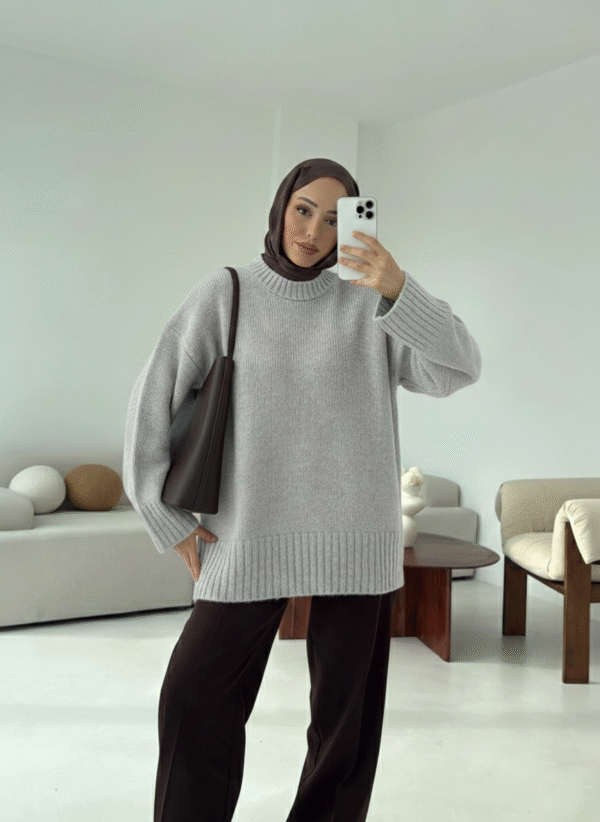 oversize knit sweater light gray