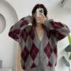 baklava oversize cardigan burgundy & gray
