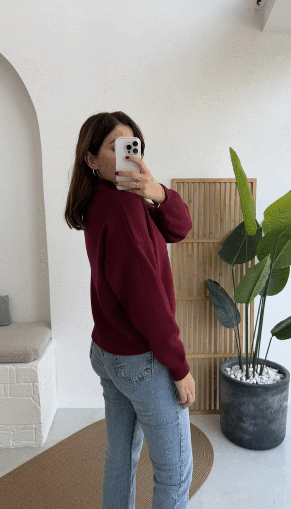 polo collar basic buttoned sweat navy blue