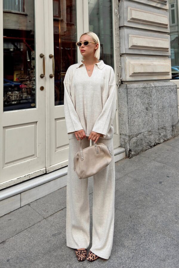 polo collar oversize knitted set polo collar oversize knitted set