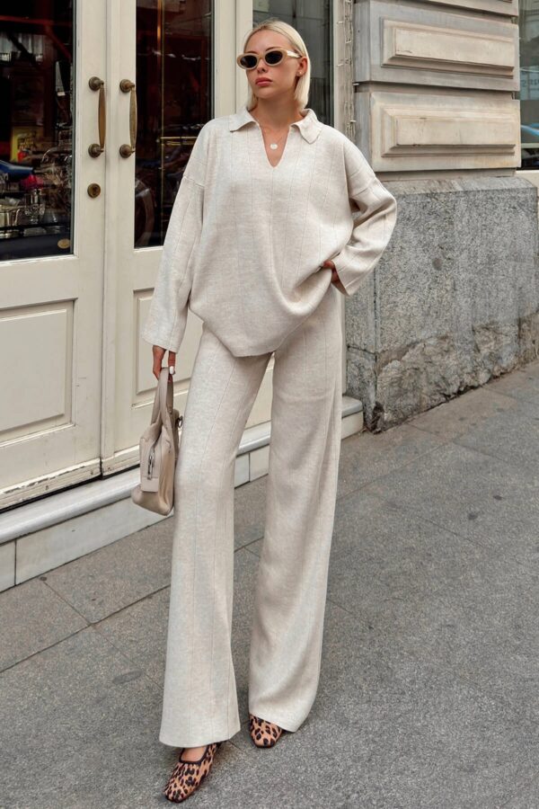 polo collar oversize knitted set polo collar oversize knitted set