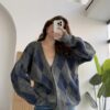 baklava oversize cardigan navy blue & gray