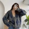 baklava oversize cardigan navy blue & gray