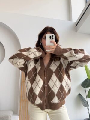 baklava oversize cardigan brown & beige
