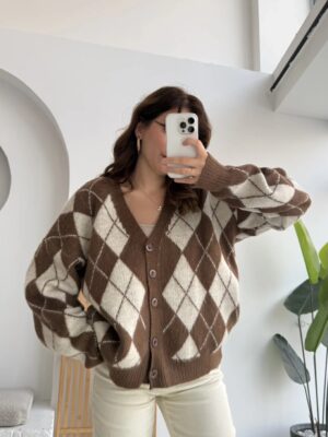 baklava oversize cardigan brown & beige
