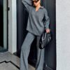 polo collar oversize knitted set gray
