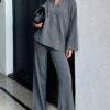 polo collar oversize knitted set gray