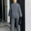 polo collar oversize knitted set gray