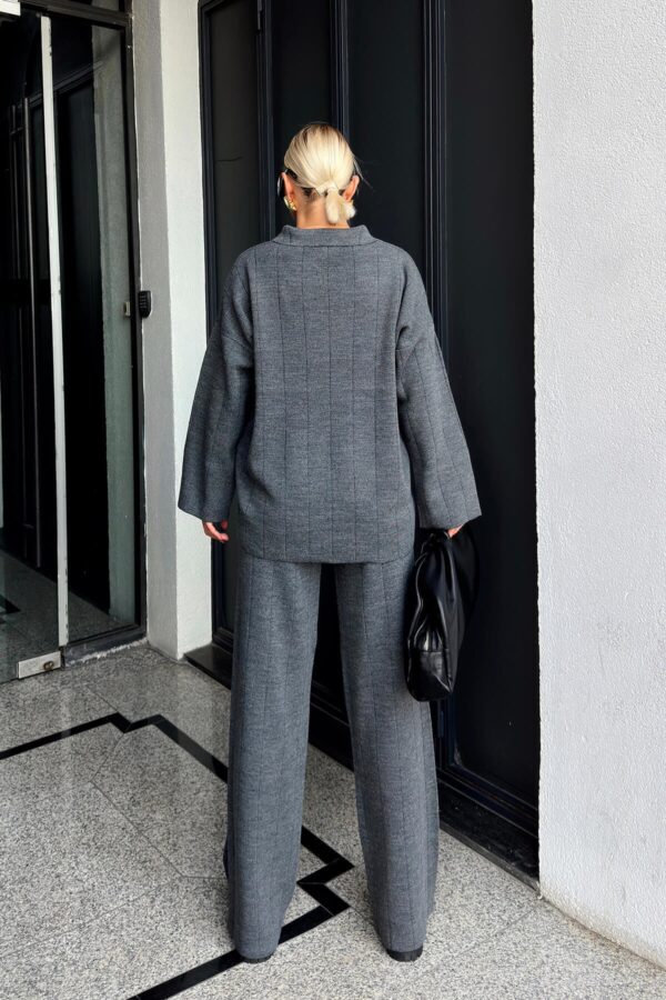 polo collar oversize knitted set gray