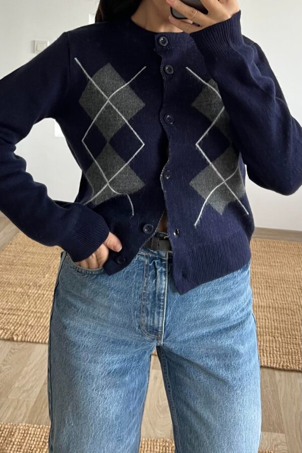 baklava short cardigan navy blue