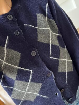 baklava short cardigan navy blue