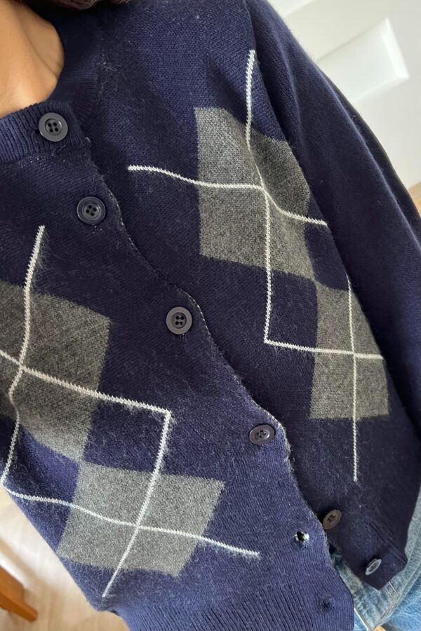 baklava short cardigan navy blue