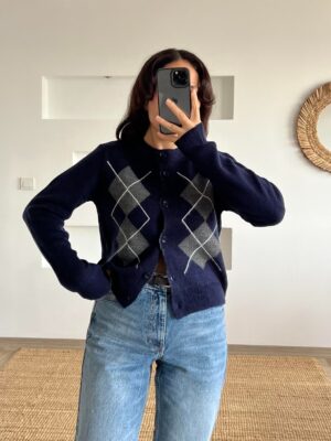 baklava short cardigan navy blue