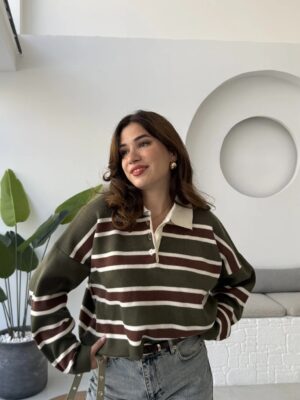 polo collar striped buttoned sweat burgundy (copy) polo collar striped buttoned sweat burgundy (copy)