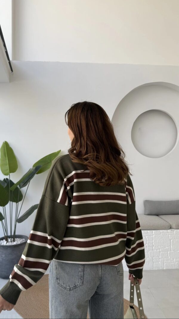 polo collar striped buttoned sweat burgundy (copy)