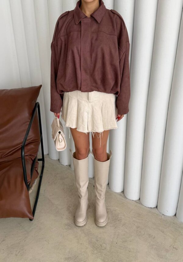 suede bomber jacket brown