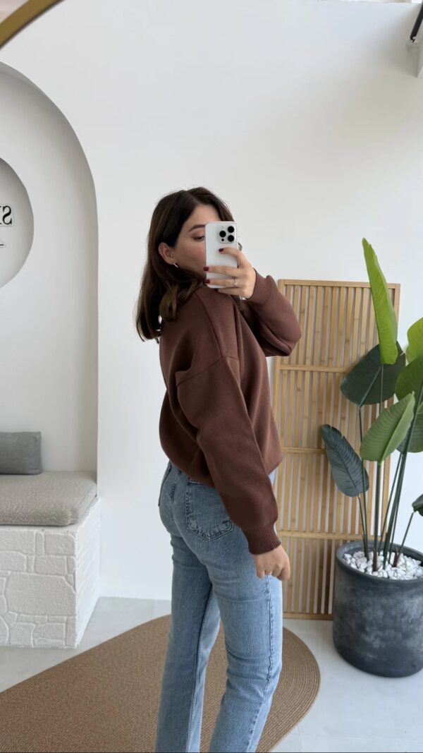 polo collar basic buttoned sweat navy blue