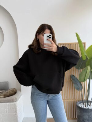 boxy fit unisex hoodie dark brown (copy)