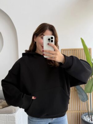 boxy fit unisex hoodie dark brown (copy)