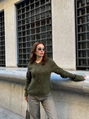 buttoned plush cardigan cream beige (copy)