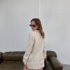 braid polo collar sweater cream beige