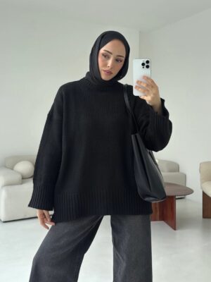 Oversize Knit Sweater - Black