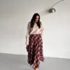 Plaid Maxi Skirt - Burgundy