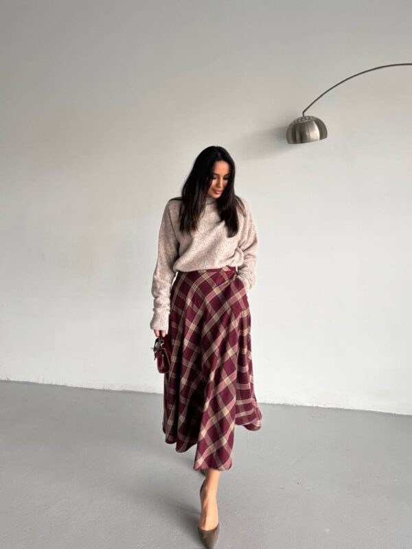 Plaid Maxi Skirt - Burgundy