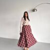 Plaid Maxi Skirt - Burgundy
