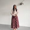 Plaid Maxi Skirt - Burgundy
