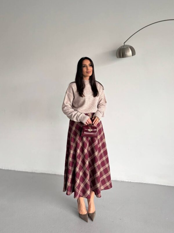 Plaid Maxi Skirt - Burgundy