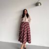 Plaid Maxi Skirt - Burgundy