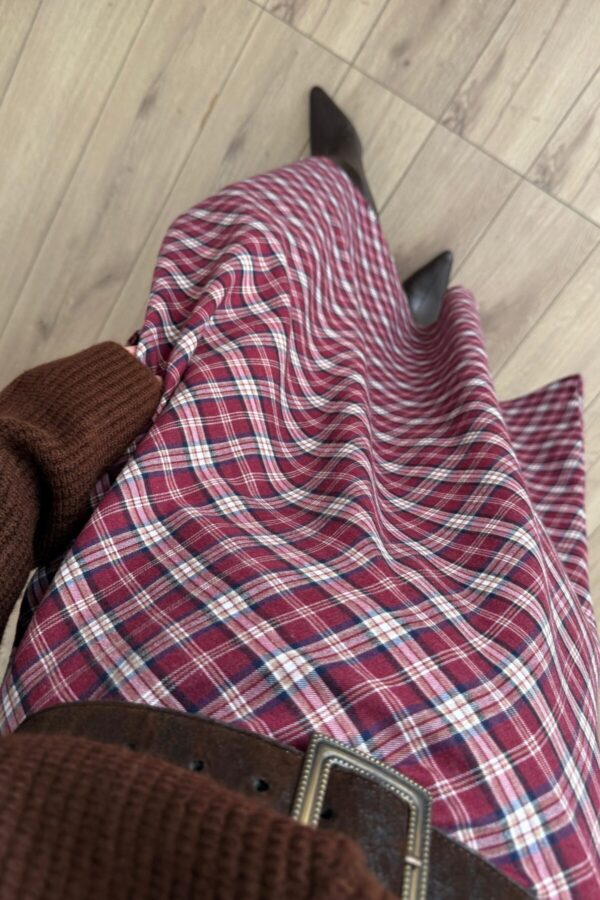 Plaid Maxi Skirt - Burgundy