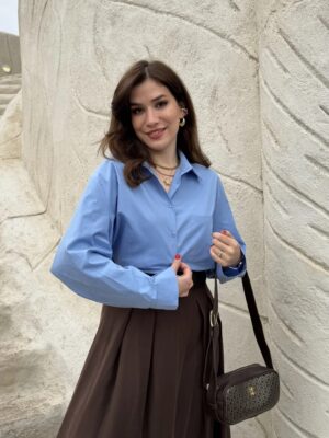 Oversized Basic Shirt  - Sky Blue