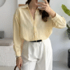 Striped Oversized Shirt - Butter Yellow