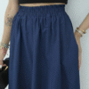 Poplin Skirt with Elastic Waist - Navy Blue