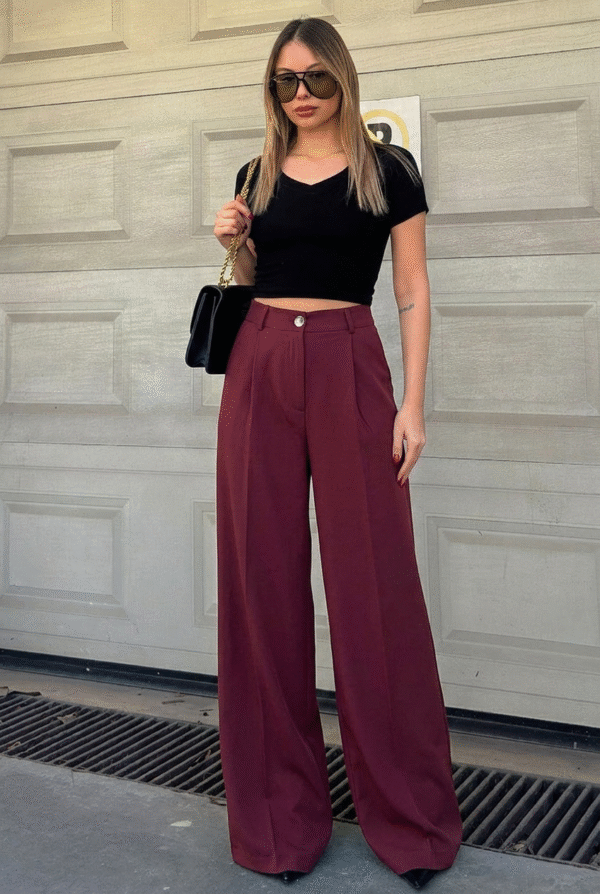 Palazzo Pants - Burgundy