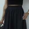 Poplin Skirt with Elastic Waist - Black