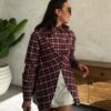 Plaid Asymmetric Detail Padded Shirt