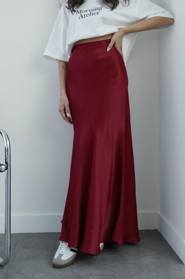 Maxi Satin Skirt - Burgundy