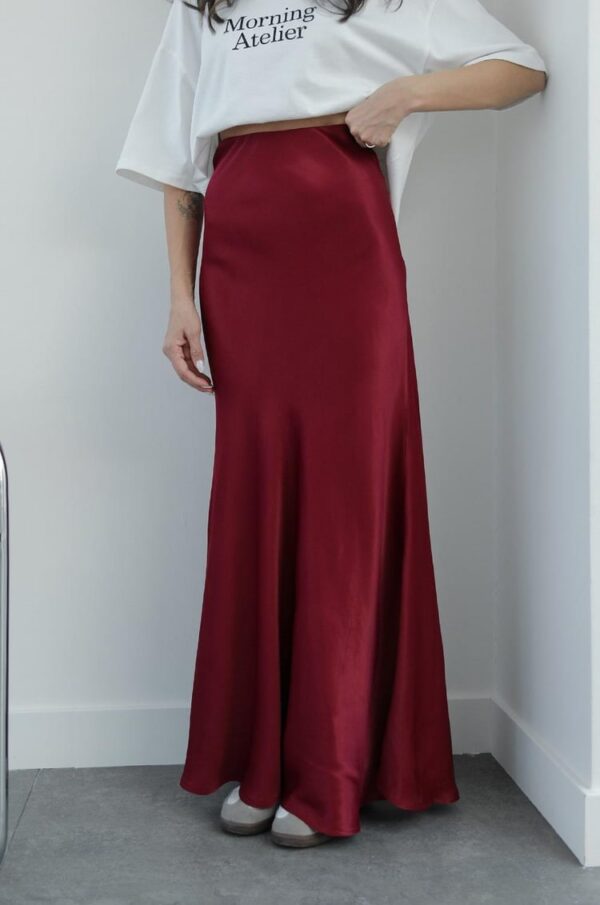 Maxi Satin Skirt - Burgundy