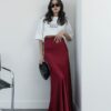 Maxi Satin Skirt - Burgundy