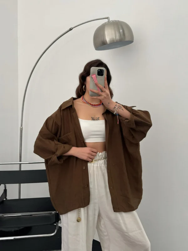 Oversize Lightweight Shirt - Brown