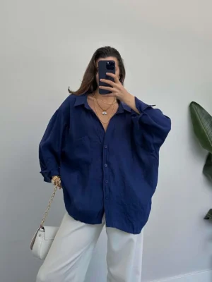 Oversize Lightweight Shirt - Navy Blue