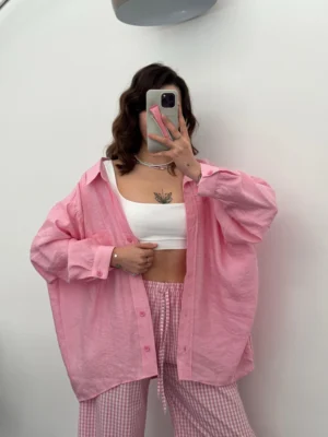 Oversize Lightweight Shirt - Sugar Pink