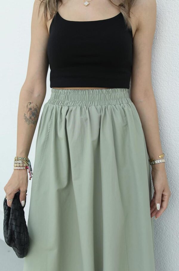 Poplin Skirt with Elastic Waist - Mint