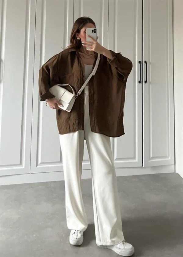 Oversize Lightweight Shirt - Brown